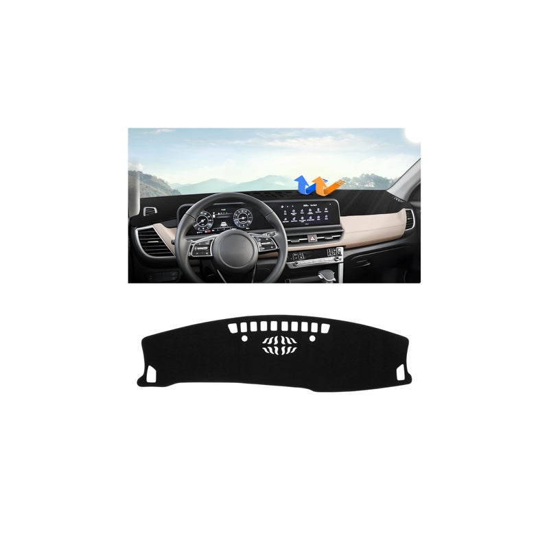 Autorder Dashboard Cover Mat for Kia Seltos 2024 2025 2026 Accessories Dash Cover Upgrade Flannel Dash Mat Sunshade Glare UV Rays Protector